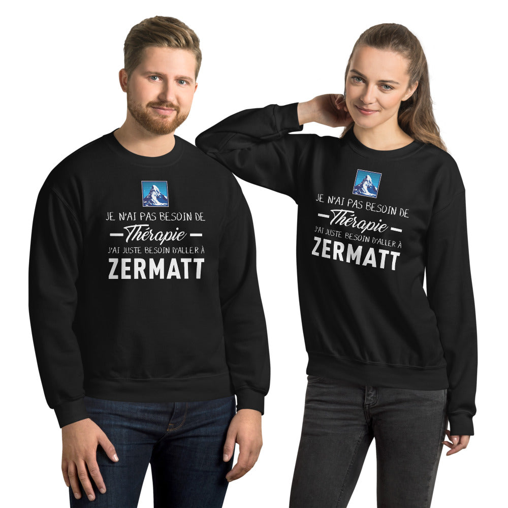 Sweatshirt Zermatt gris foncé - Pas besoin de thérapie, juste le Cervin