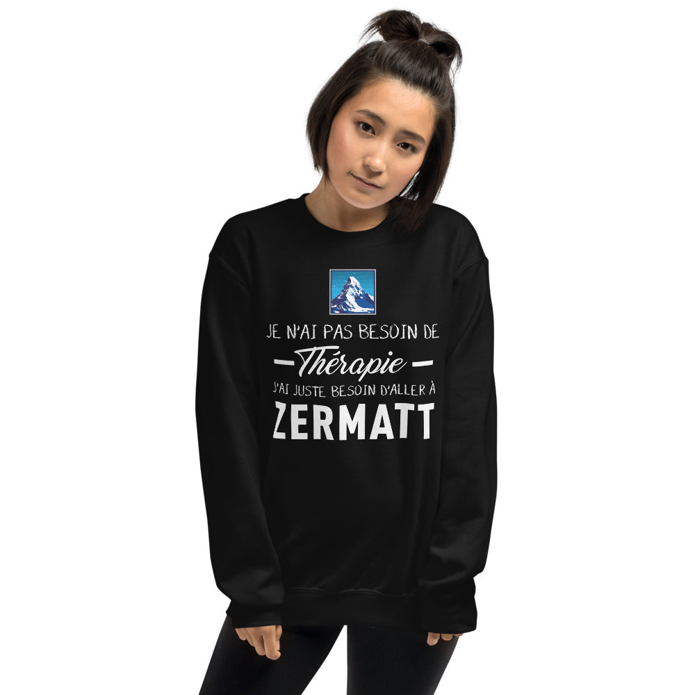 Sweatshirt Zermatt gris foncé dos - Pas besoin de thérapie, juste le Cervin