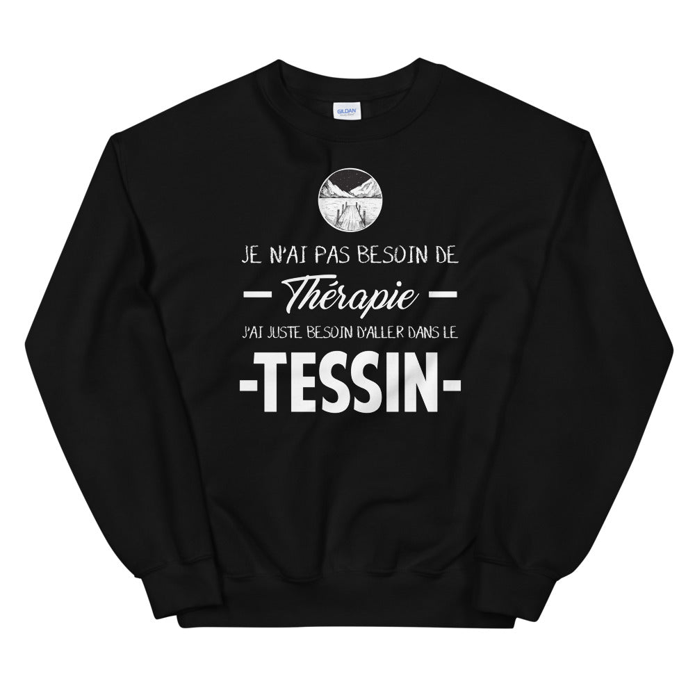 Sweatshirt Tessin noir - Je n'ai pas besoin de thérapie