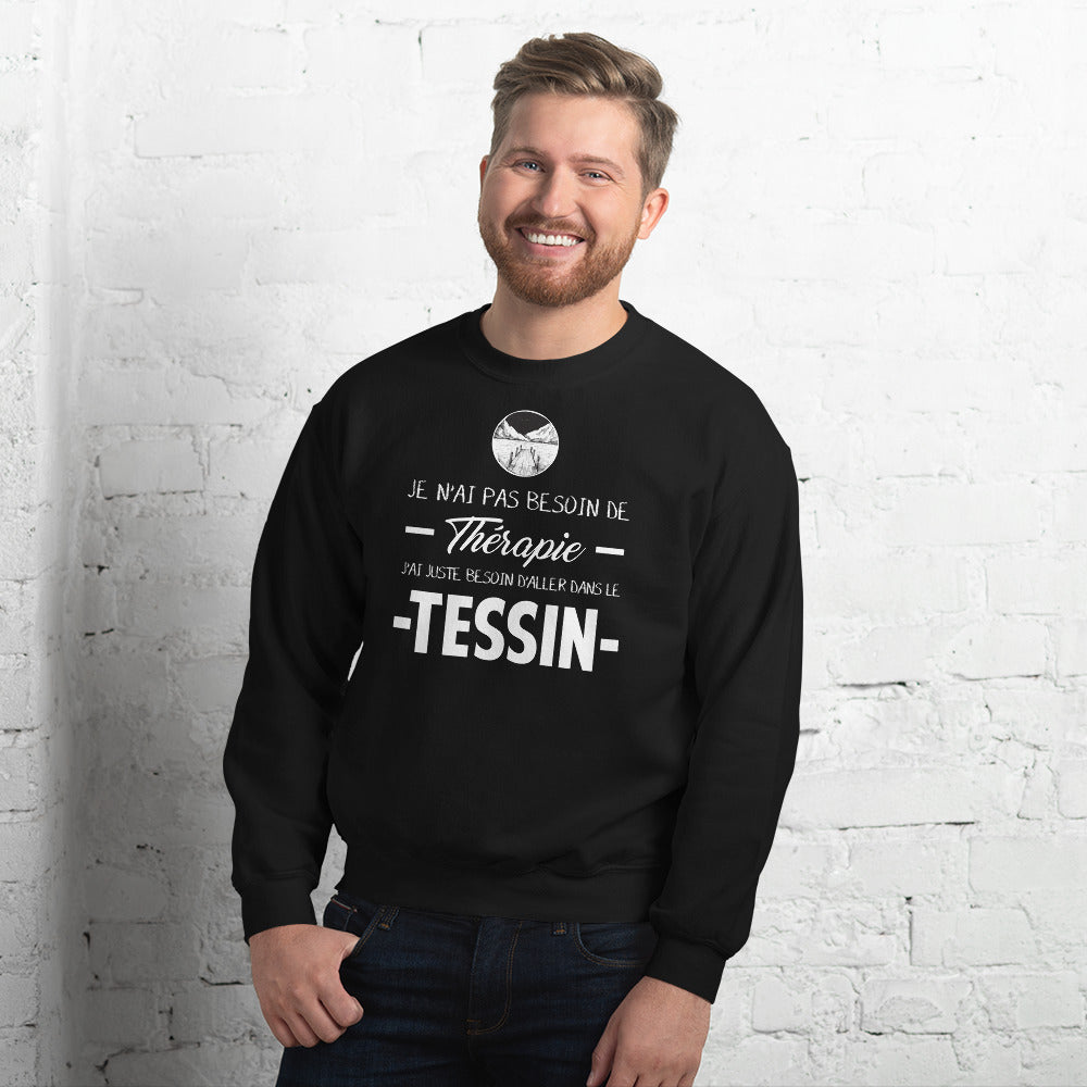Sweatshirt Tessin bleu marine - Je n'ai pas besoin de thérapie
