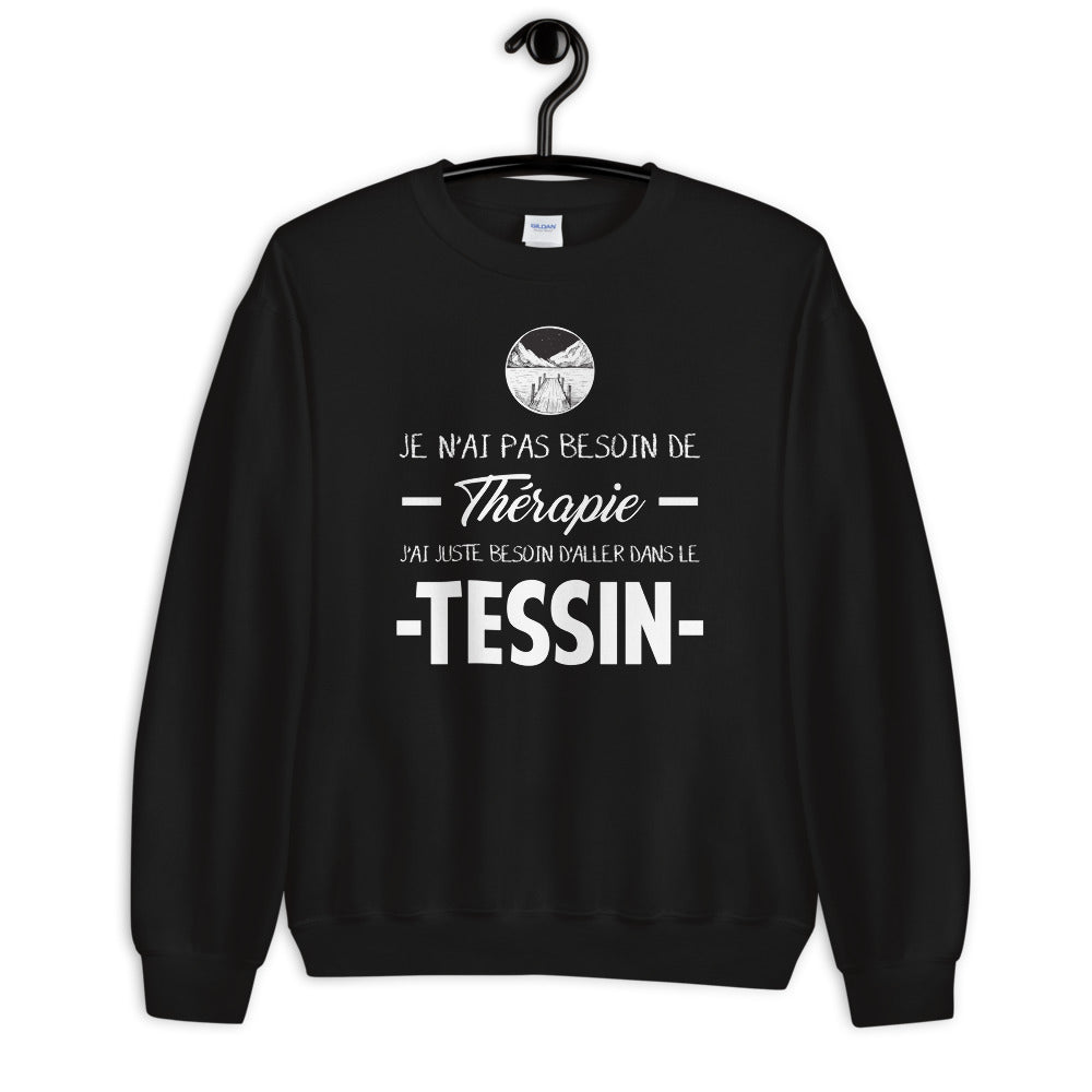 Sweatshirt Tessin noir dos - Je n'ai pas besoin de thérapie