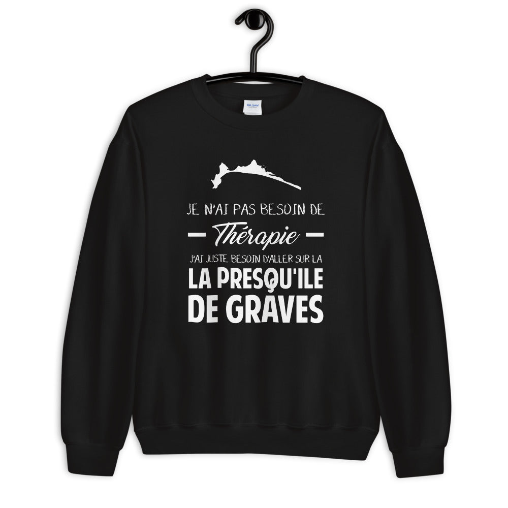Sweatshirt Bretagne bleu marine dos - Je n'ai pas besoin de thérapie