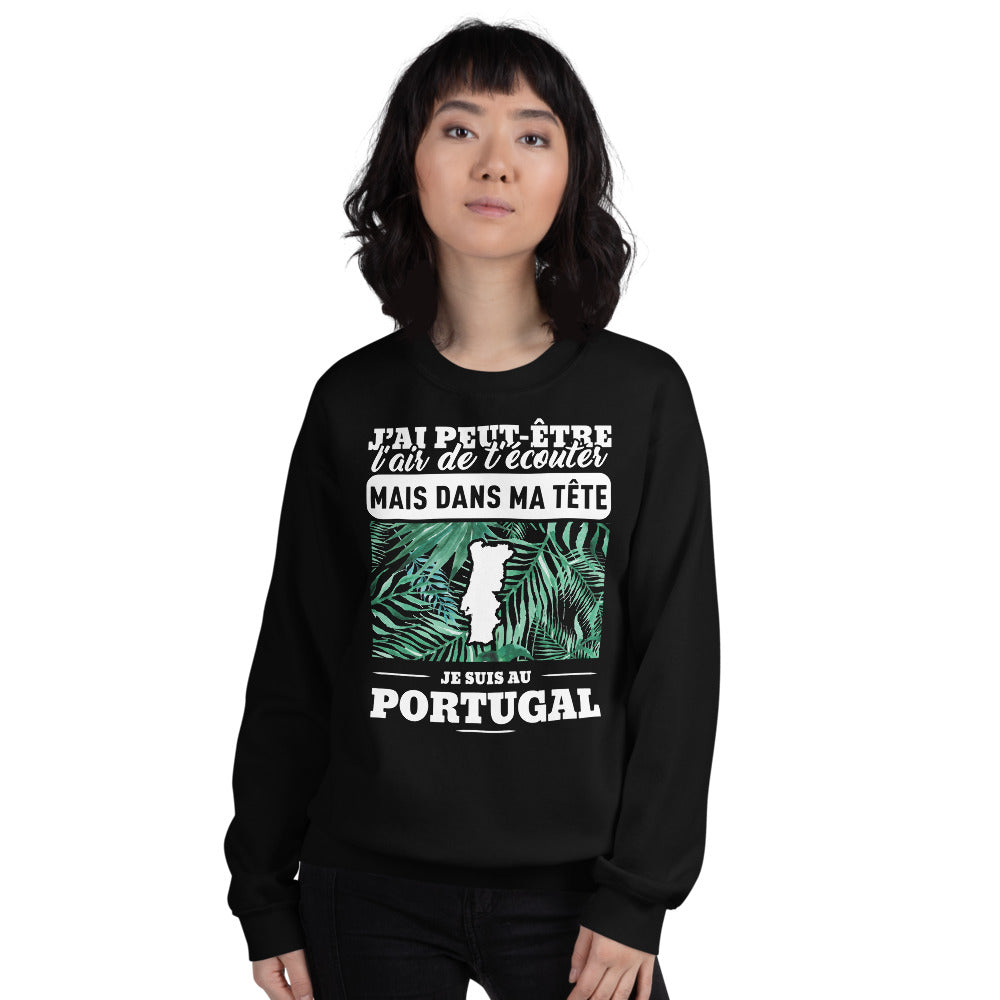 Sweatshirt Portugal bordeaux - J'ai peut-être l'air d'écouter