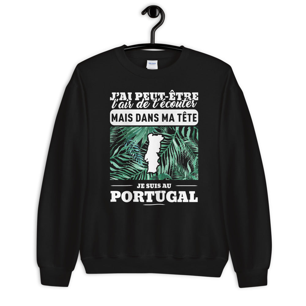 Sweatshirt Portugal bleu marine dos - J'ai peut-être l'air d'écouter