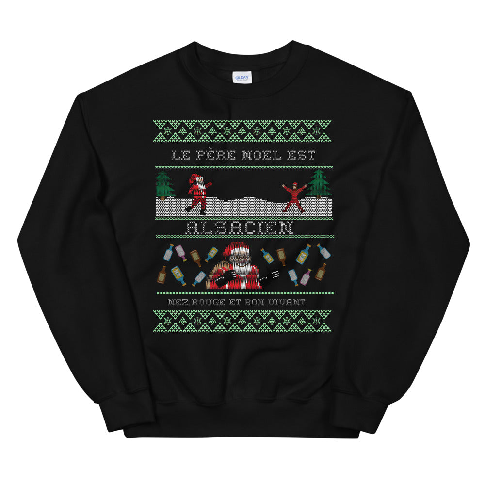 Sweatshirt Alsace noir - Le père Noël est Alsacien