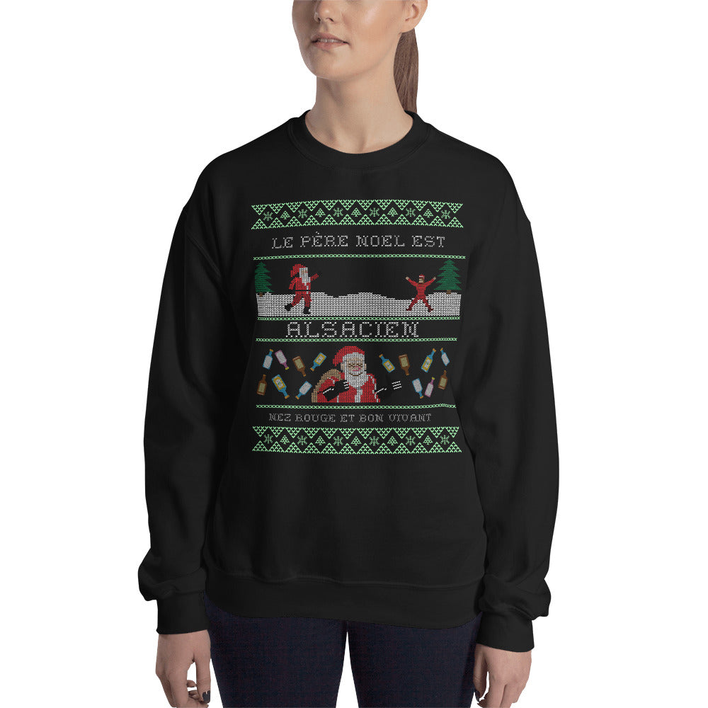 Sweatshirt Alsace bleu marine dos - Le père Noël est Alsacien