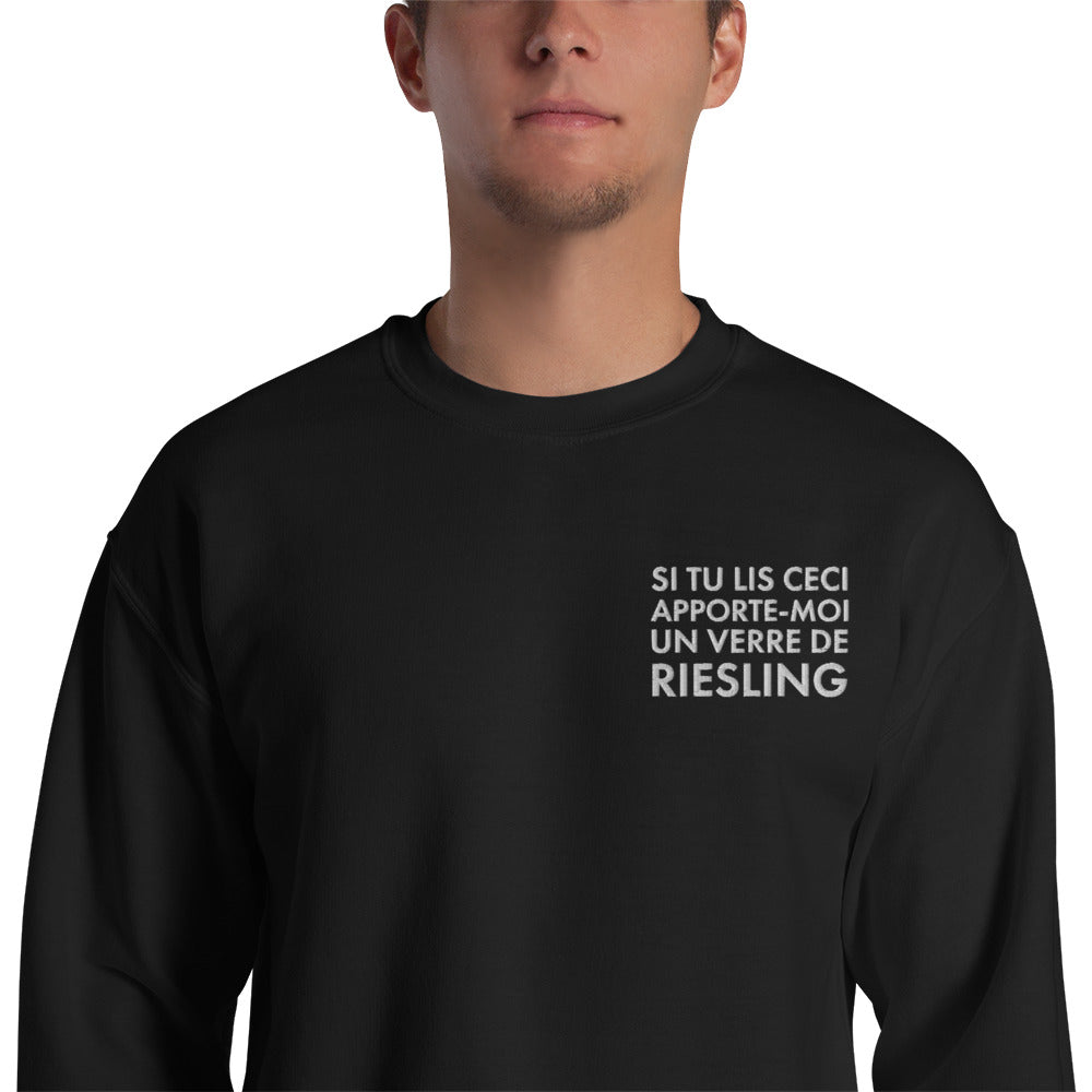 Sweatshirt Alsace bleu marine - Si tu lis ceci apporte moi un verre de Riesling