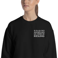 Thumbnail for Si tu lis ceci apporte moi un verre de Riesling - Sweatshirt Alsace - Brodé - Ici & Là - T-shirts & Souvenirs de chez toi