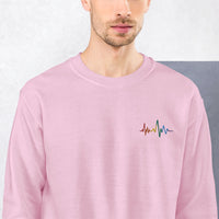 Thumbnail for Battement de coeur brodé, arc-en-ciel LGBT - Sweatshirt brodé blanc ou rose - Ici & Là - T-shirts & Souvenirs de chez toi