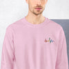 Sweatshirt LGBT rose clair - Battement de coeur brodé