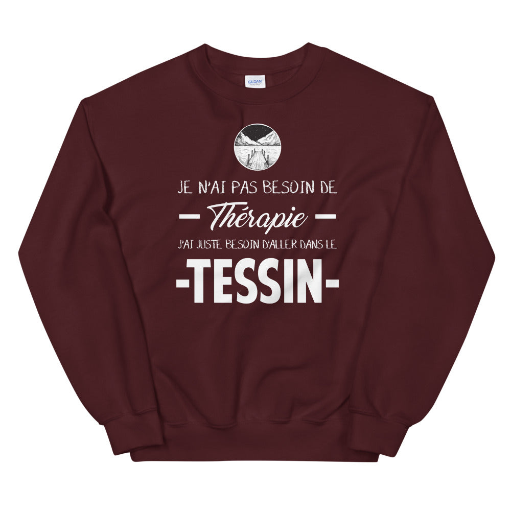 Sweatshirt Tessin bordeaux dos - Je n'ai pas besoin de thérapie