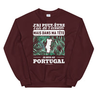 Thumbnail for Sweatshirt Portugal rouge dos - J'ai peut-être l'air d'écouter