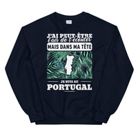 Thumbnail for Sweatshirt Portugal bordeaux dos - J'ai peut-être l'air d'écouter