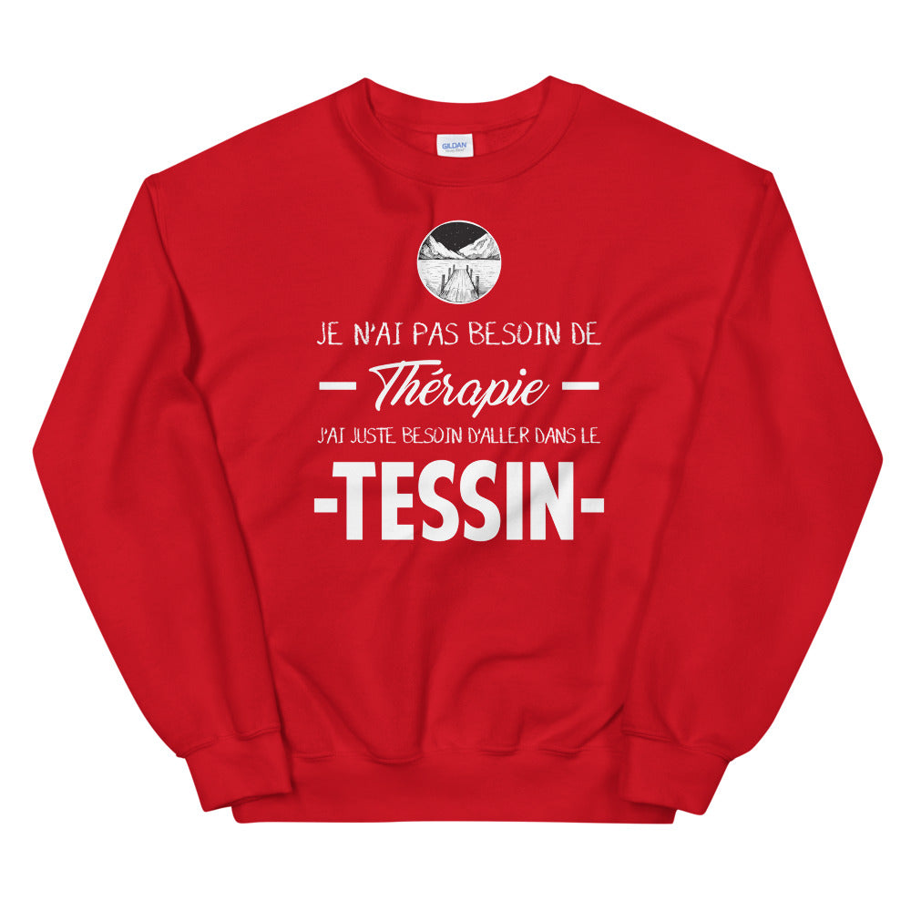 Sweatshirt Tessin rouge dos - Je n'ai pas besoin de thérapie