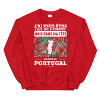 Thumbnail for Sweatshirt Portugal gris foncé chiné dos - J'ai peut-être l'air d'écouter