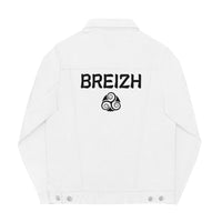 Thumbnail for Veste en jean blanc - Breizh avec triskel brodé - Bretagne