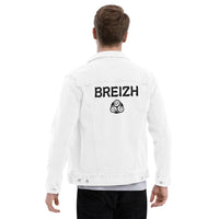 Thumbnail for Veste en jean blanc - Breizh avec triskel brodé - Bretagne