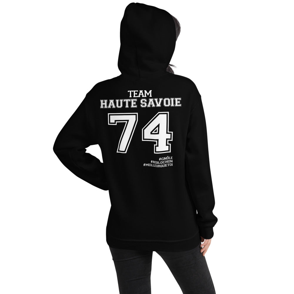 Sweat à capuche Haute-Savoie gris foncé chiné dos - Confort douillet et chic