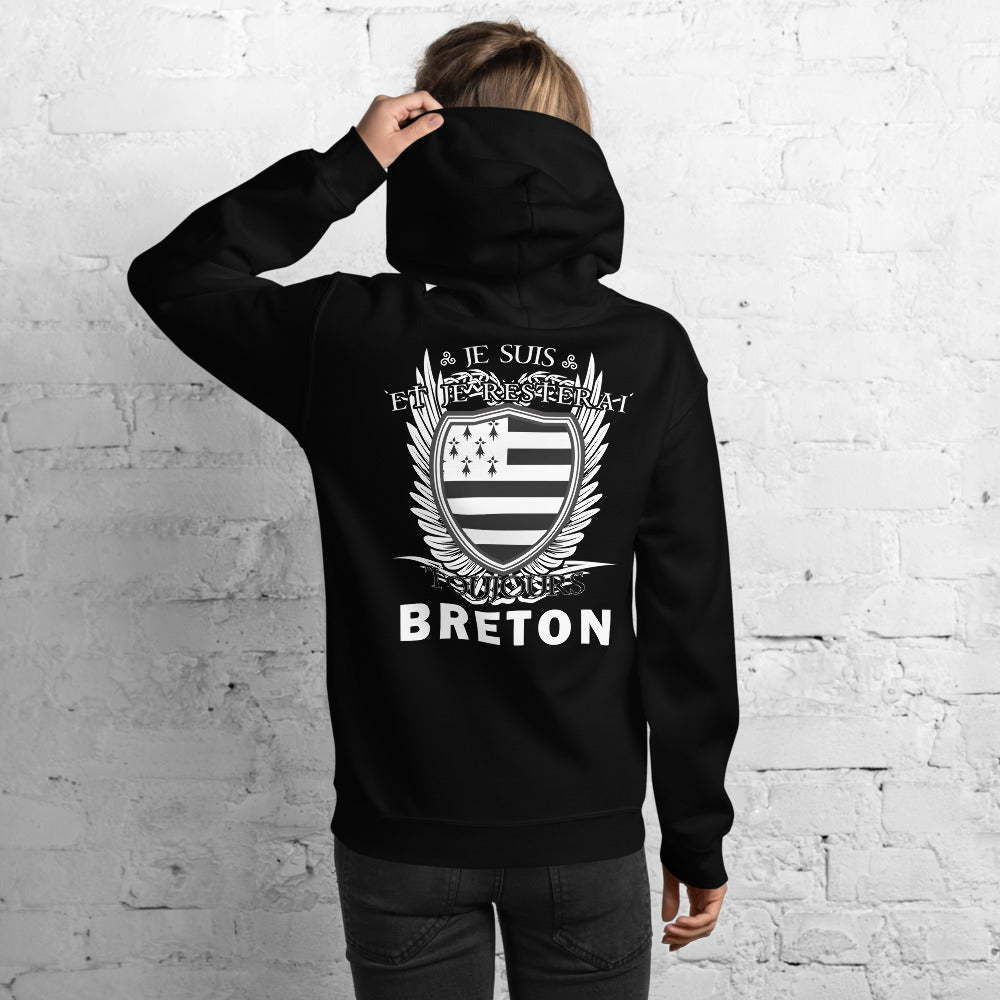 Sweat à capuche Bretagne bordeaux dos - Toujours Breton