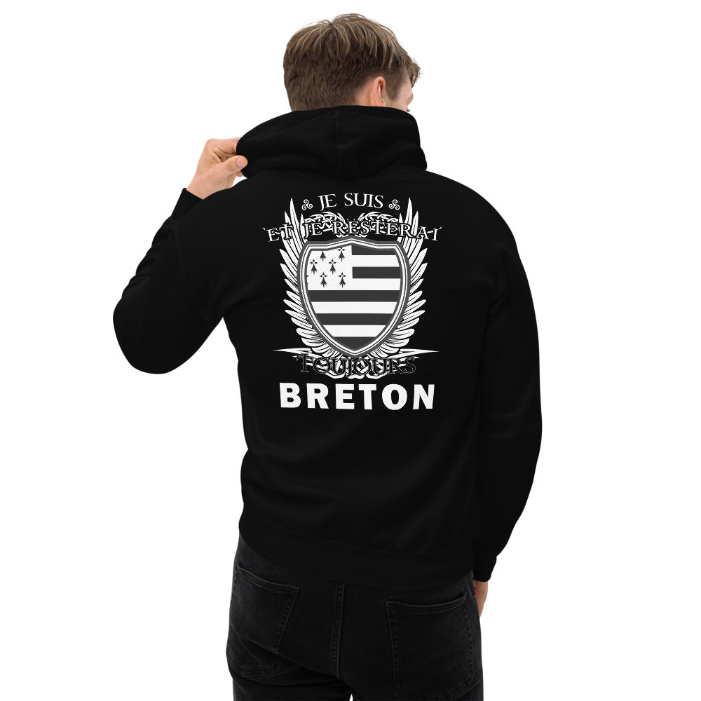 Sweat à capuche Bretagne noir dos - Toujours Breton