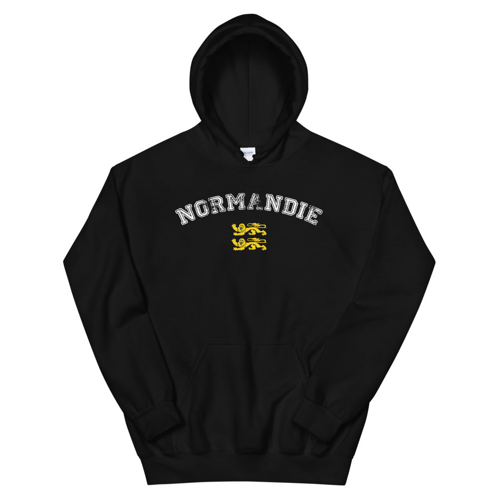 Sweatshirt Normandie noir - effet American College délavé