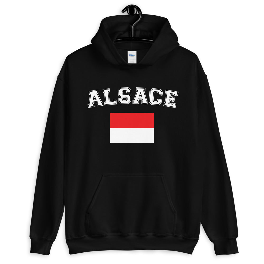 Alsace - Sweatshirt à capuche avec drapeau de l'Alsace Rot un Wiss