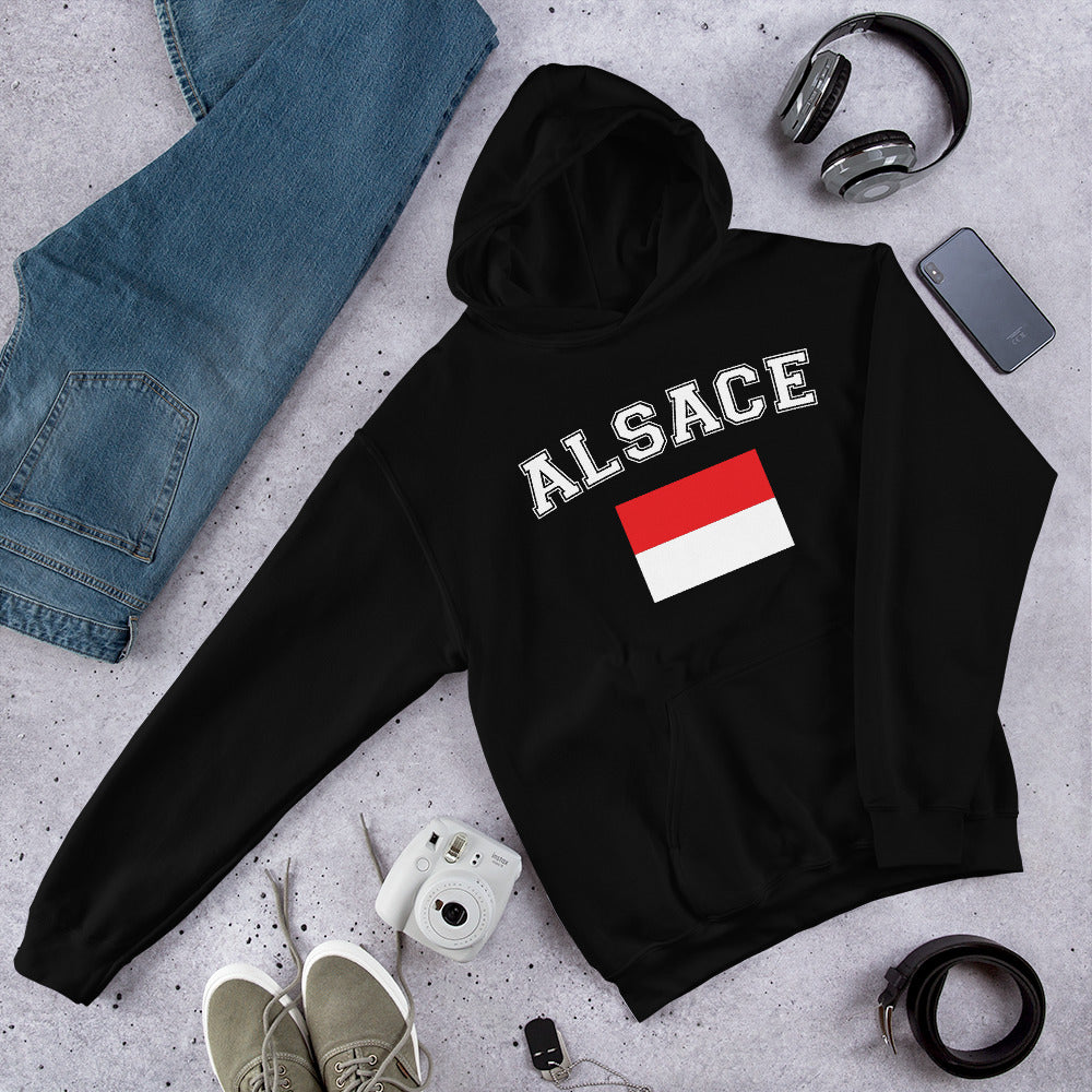 Alsace - Sweatshirt à capuche avec drapeau de l'Alsace Rot un Wiss