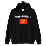 Normandie - Sweatshirt à capuche avec drapeau de la Normandie aux deux Léopards