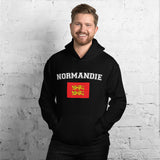 Normandie - Sweatshirt à capuche avec drapeau de la Normandie aux deux Léopards