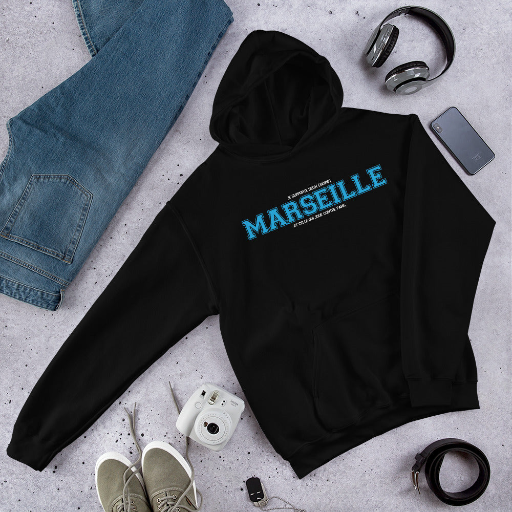 Sweatshirt Marseille noir dos - Deux équipes, une passion