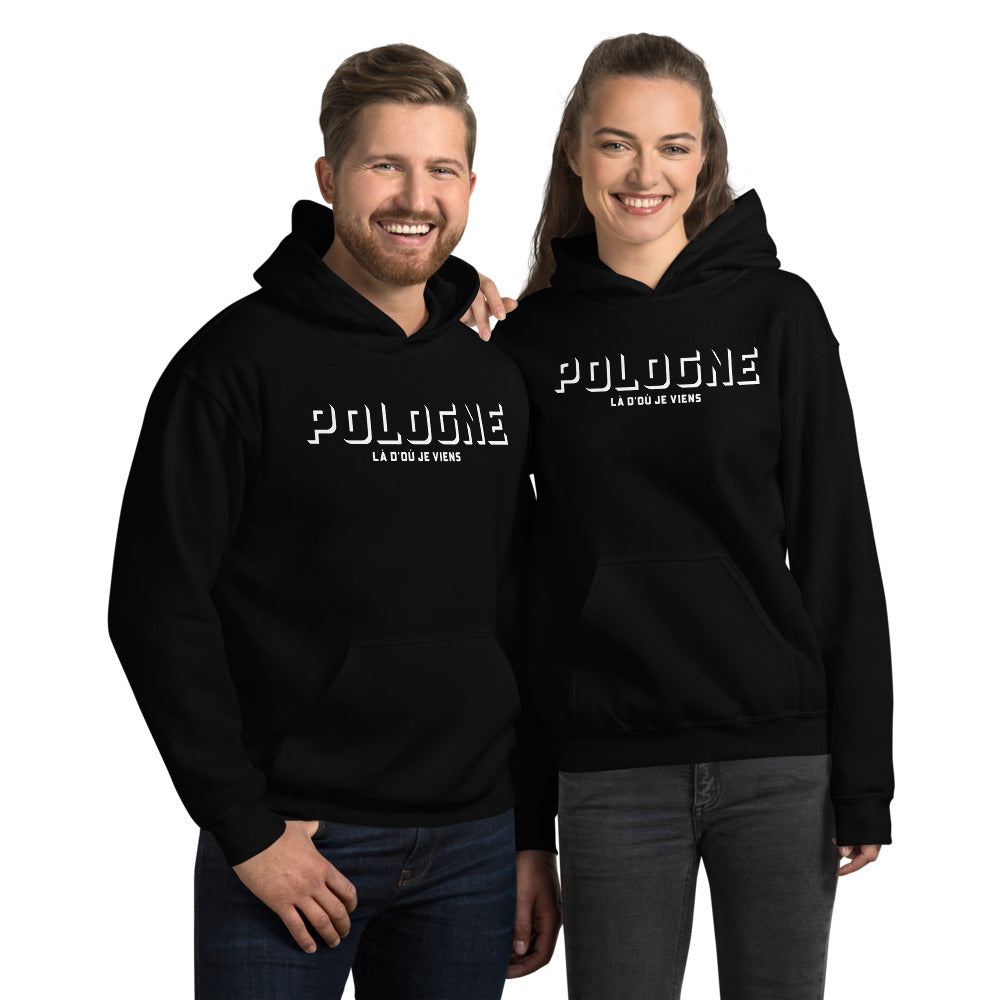 Sweat à capuche Pologne noir dos - Nostalgie et fierté locale