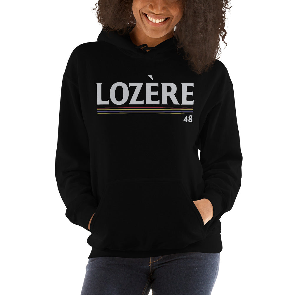 Sweat à capuche Lozère noir dos - Confort vintage et local