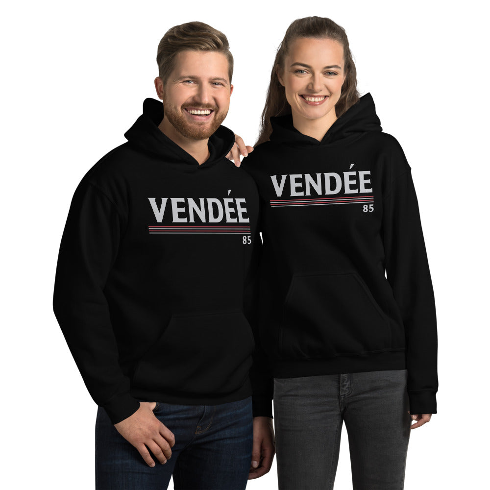 Sweat à capuche Vendée noir dos - Confort et style vintage