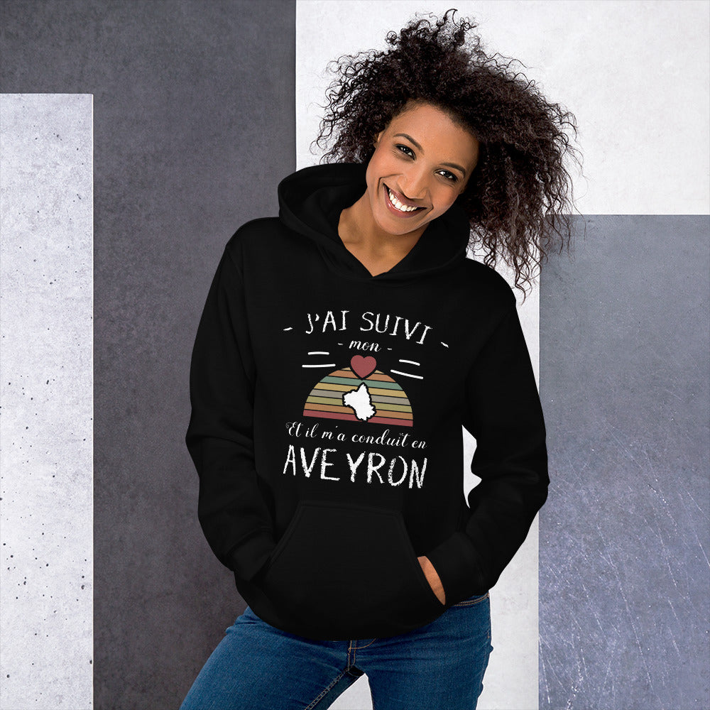 Sweat à capuche Aveyron gris foncé chiné - J'ai suivi mon cœur