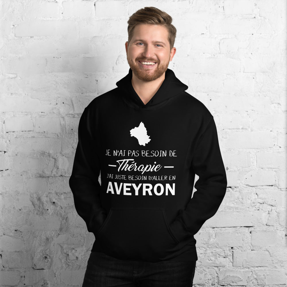 Sweat à capuche Aveyron bleu indigo - Je n'ai pas besoin de thérapie