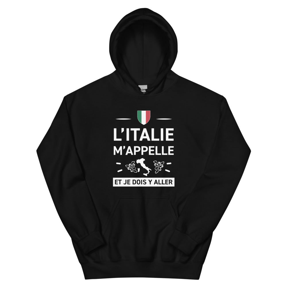 Sweatshirt Italie noir - L'appel du voyage avec humour