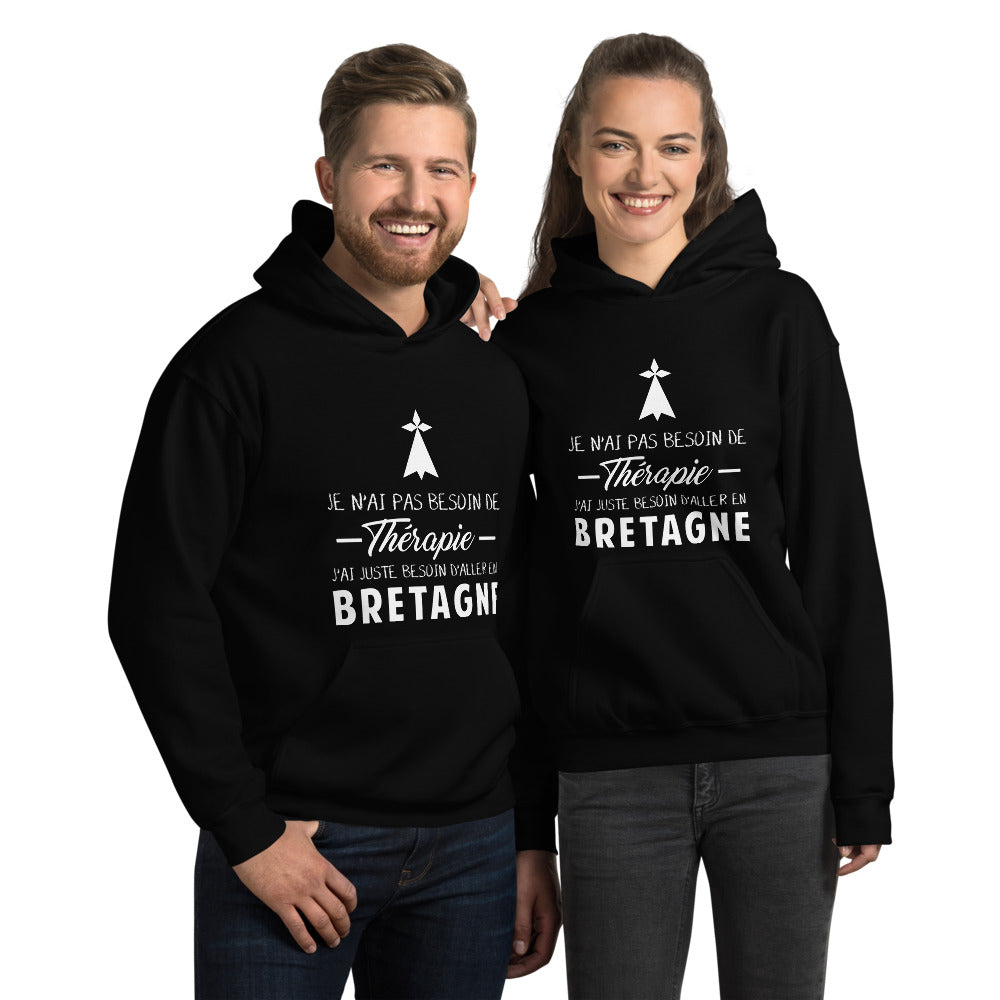 Sweatshirt Bretagne bleu marine dos - Je n'ai pas besoin de thérapie