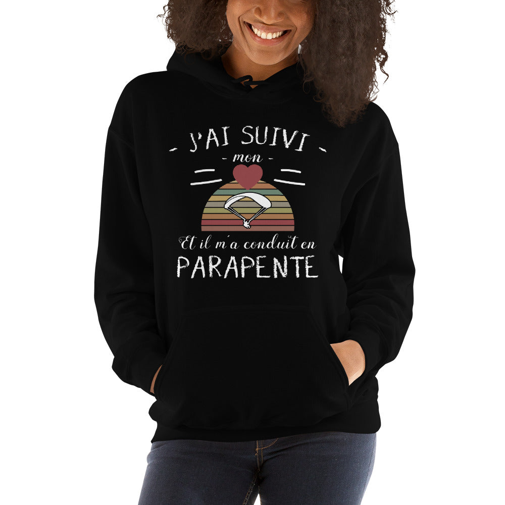 Sweatshirt Parapente gris foncé chiné - Suivez votre cœur