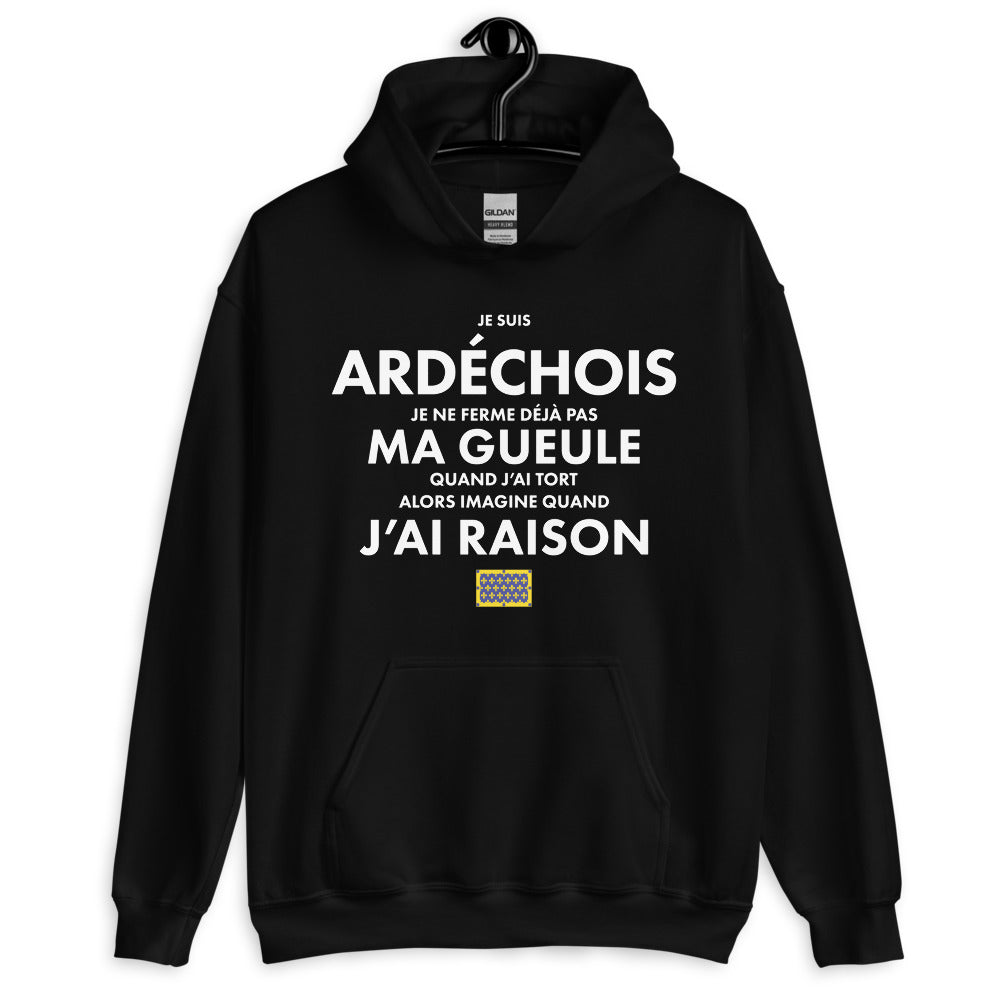 Sweatshirt Ardéchois bleu marine - Je suis Ardéchois je ne ferme pas ma gueule