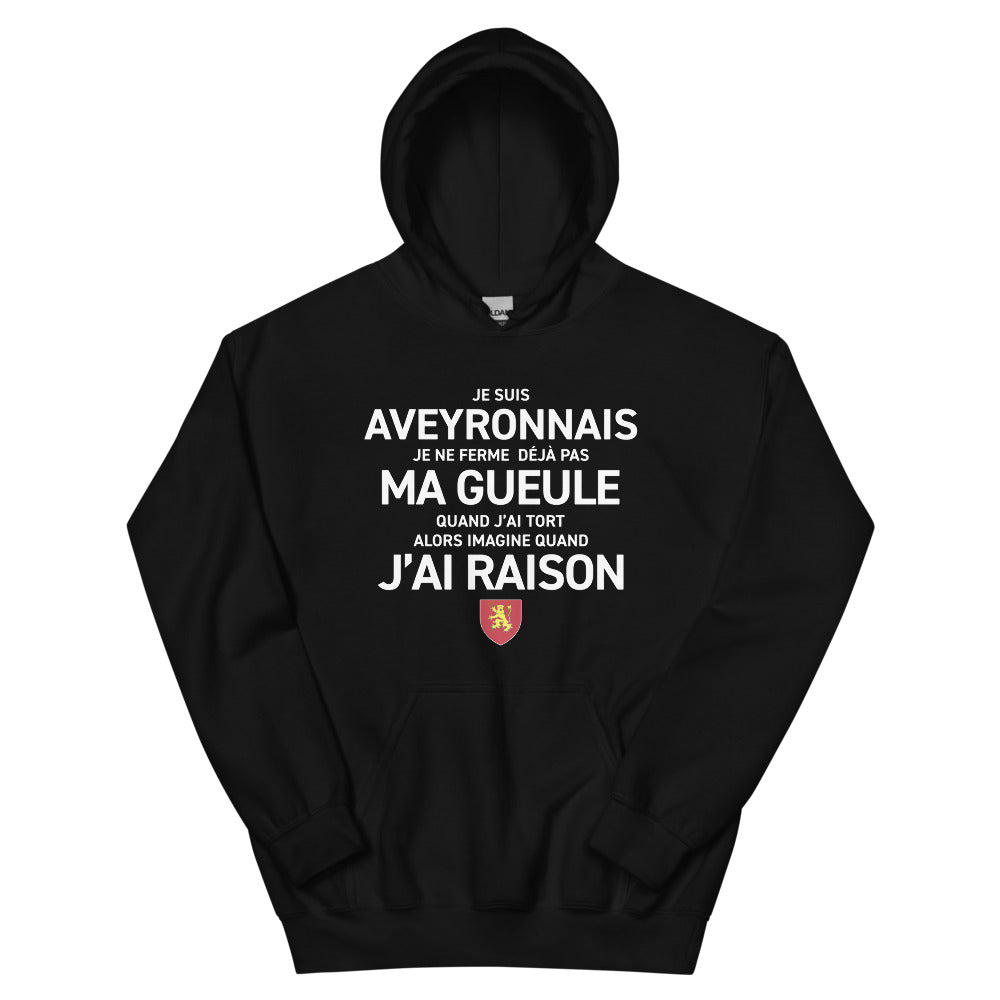 Sweatshirt Aveyron noir - Je suis Aveyronnais je ne ferme pas ma gueule