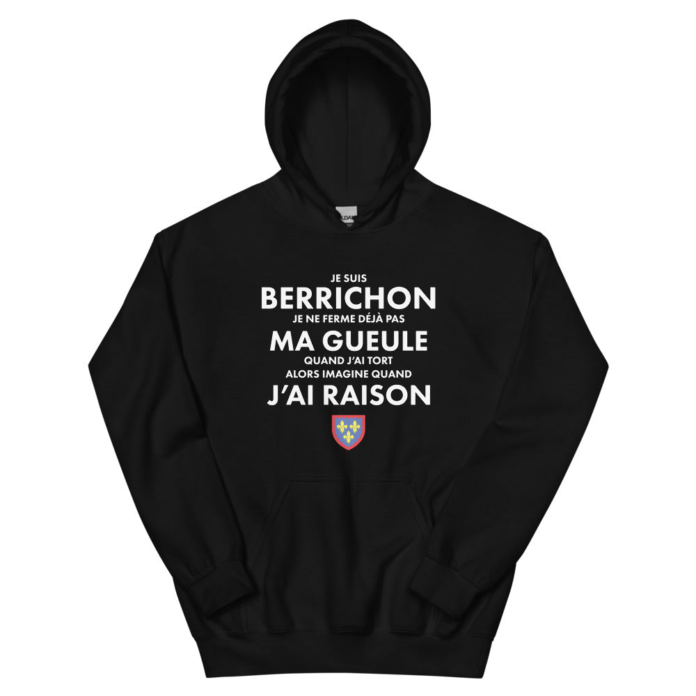 Sweatshirt Berry noir - Je suis Berrichon je ne ferme pas ma gueule