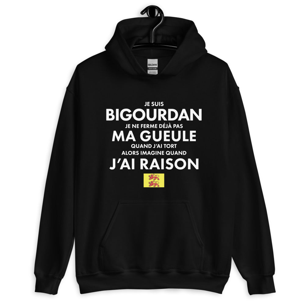 Sweatshirt Bigourdan vert militaire - Je suis Bigourdan je ne ferme pas ma gueule