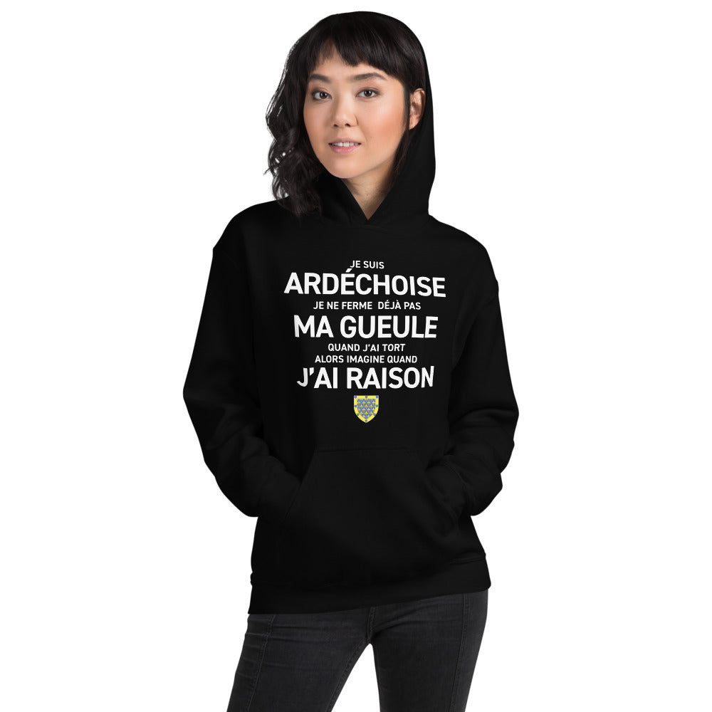 Sweatshirt Ardéchoise bleu marine - Je suis Ardéchoise je ne ferme pas ma gueule