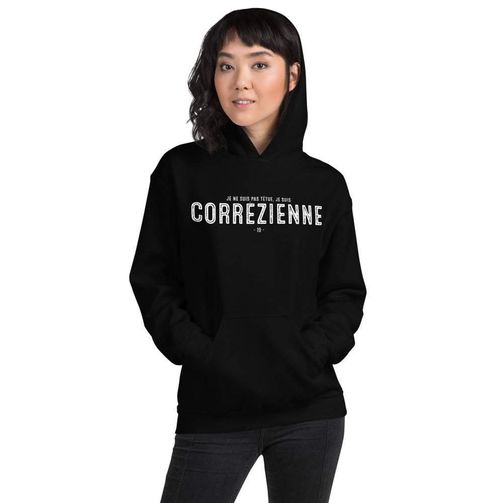 Sweatshirt Corrèze vert militaire - Je suis Corrézienne je ne suis pas têtue