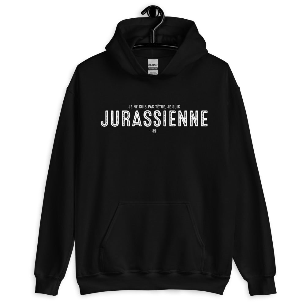 Sweatshirt Jurassien noir dos - Je suis Jurassienne je ne ferme pas ma gueule