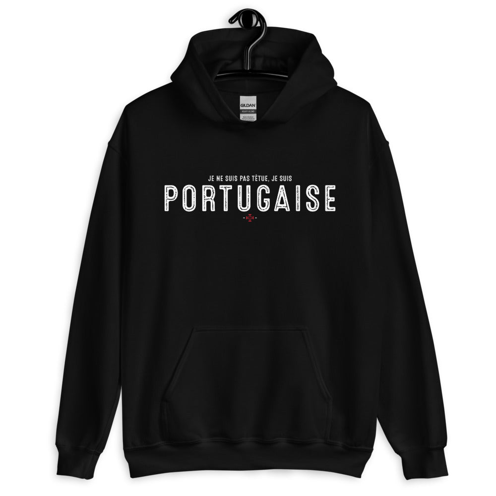Sweatshirt Portugal noir dos - Je suis portugaise têtue