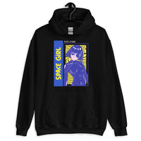 Thumbnail for Sweatshirt manga bleu marine dos - Space Girl post punk design stylé