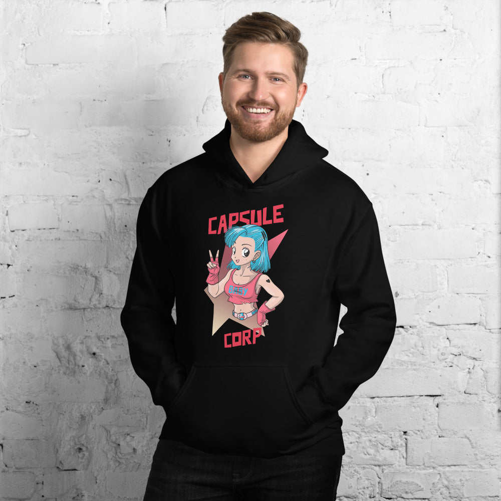 Sweatshirt manga gris foncé chiné - design inspiré de Bulma