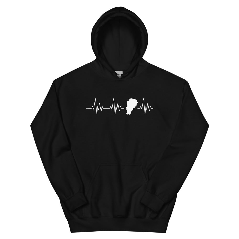 Sweatshirt Franche-Comté noir - Battement de cœur avec carte