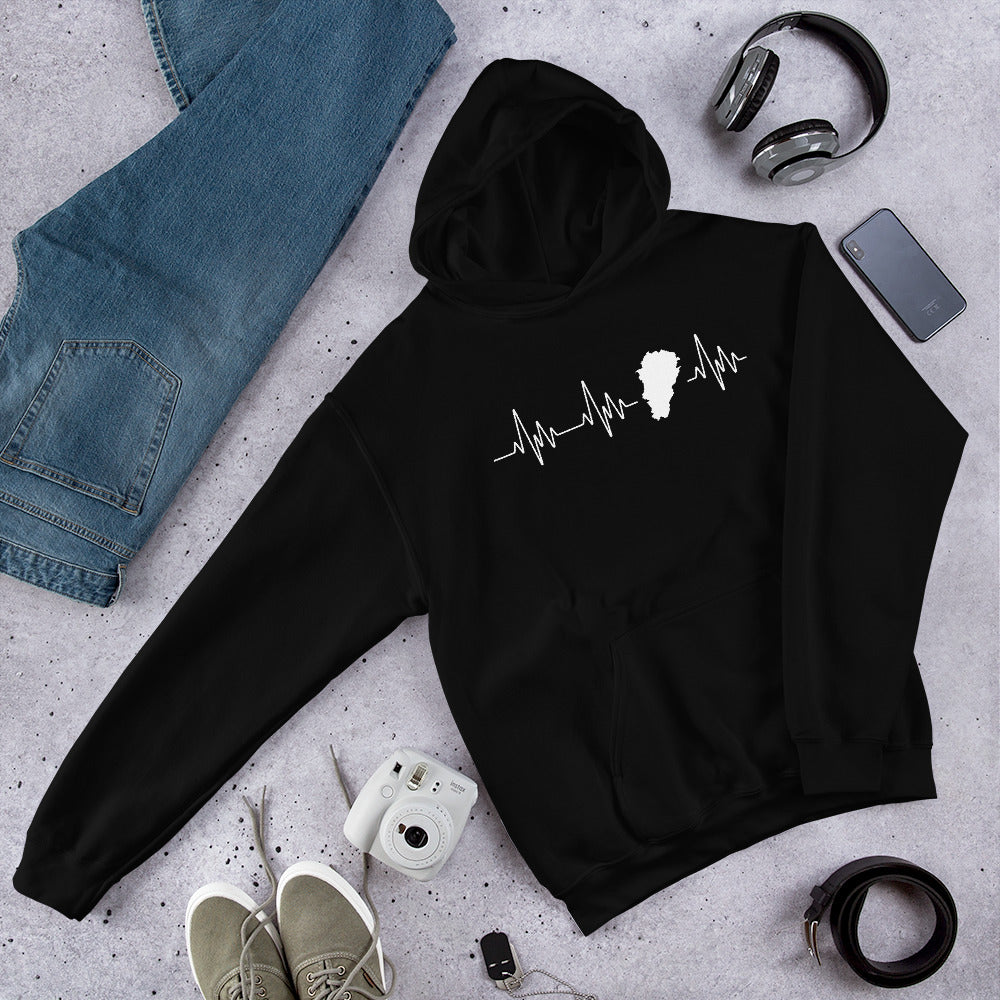 Sweatshirt Franche-Comté bleu marine - Battement de cœur avec carte